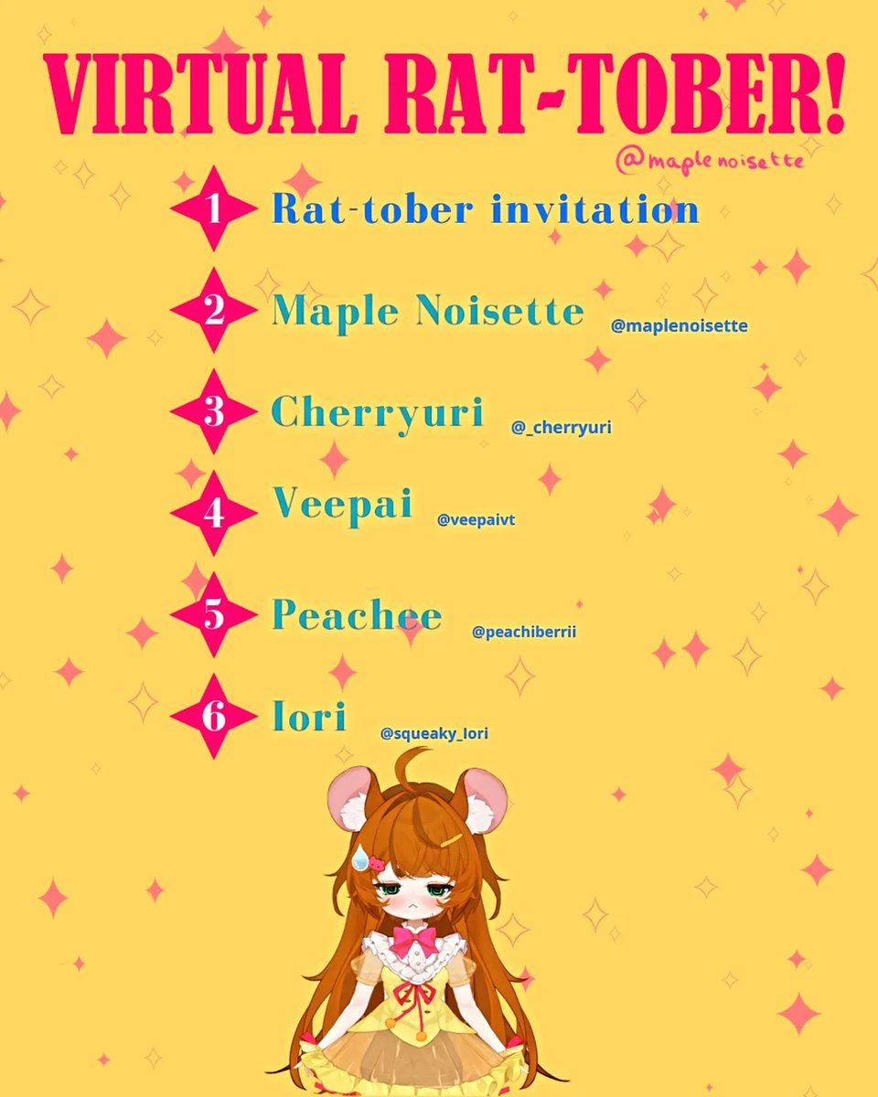 MapleNoisette's tweet photo. Engines are running my peeps 🏃
DAY 2 OF #vratober - @_cherryuri
Cherryuri!!! She's so colourful 😭 I love her. GO RATS GO
#Vtuber #ratvtuber #inktober #inktoberchallenge #inktober2026 #cherryurstyle https://t.co/scF3H9J5V6