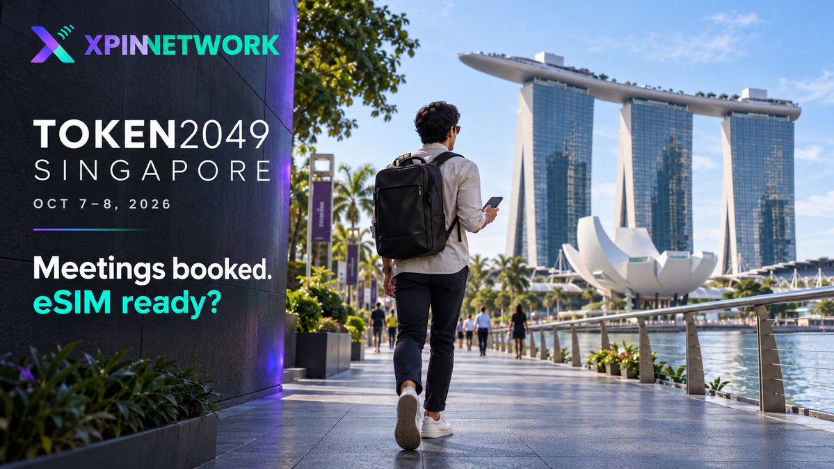 XPINNetwork's tweet photo. Three days until TOKEN2049 Singapore. 🇸🇬

Calendar filling up.
Meetings booked.
eSIM ready? 👀

Get your XPIN eSIM set up before you fly, so you can land and get on with your plans. ✈️

See you in Singapore. https://t.co/weEpKQPW66