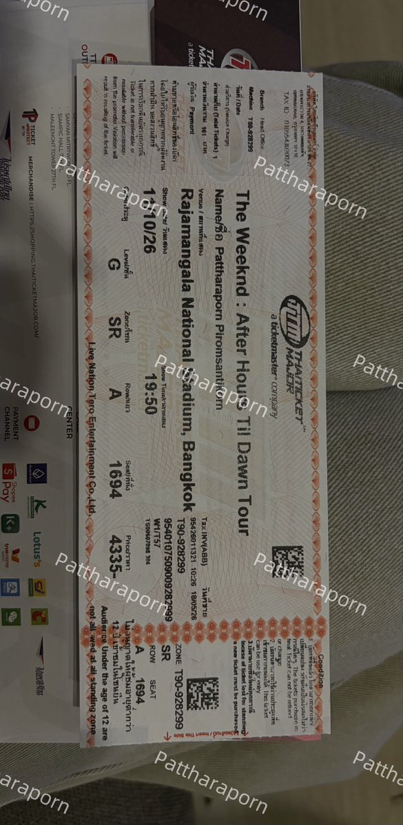 Bboonbring's tweet photo. ขายบัตร the weeknd วันที่ 11 oct ค่า 
โซน SR ราคาหน้าบัตร 4,335 ปล่อยต่อ 3,000
สนใจรบกวนแอดidไลน์ baif. นะค้า บัตรของเพื่อนเราค่า

#theweeknd
#AfterHoursTillDawnbkk
#ปล่อยบัตรtheweeknd https://t.co/0iMgRF7vYm