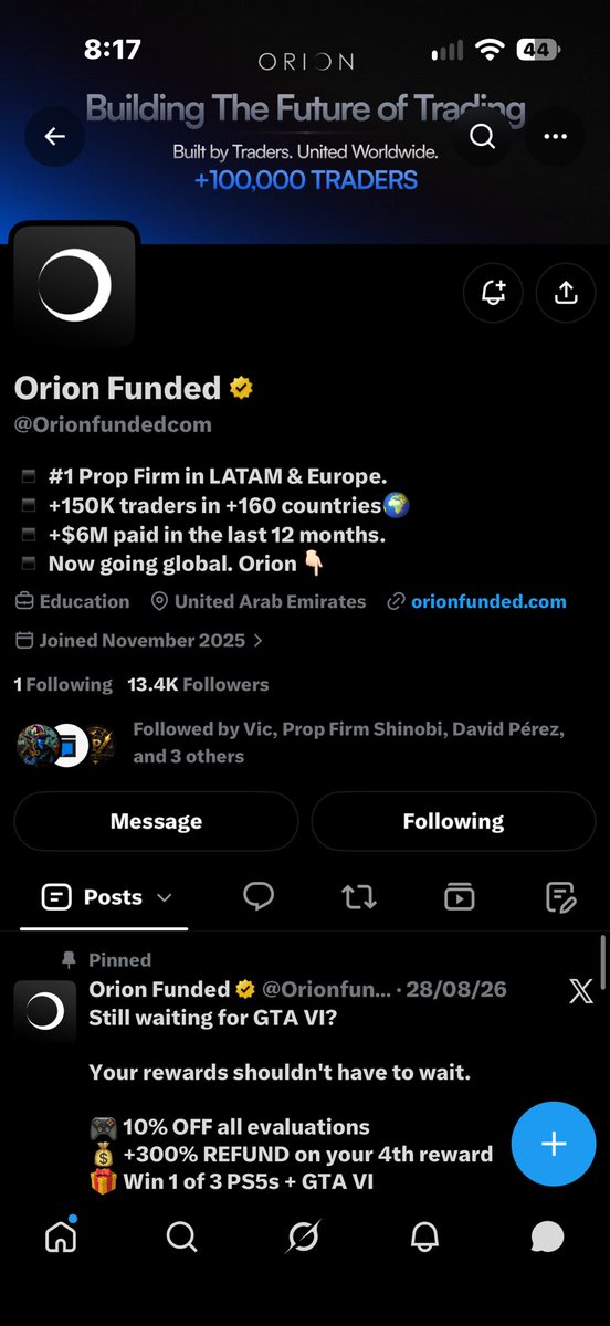 Agent1nk's tweet photo. @propfirmsupdate @Orionfundedcom @OrionAffiliates Done 

@PropFirmsGuru @propfirmnation1 @theproptruth https://t.co/JgVl11KUW5