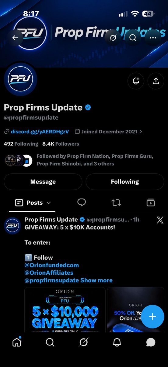 Agent1nk's tweet photo. @propfirmsupdate @Orionfundedcom @OrionAffiliates Done 

@PropFirmsGuru @propfirmnation1 @theproptruth https://t.co/JgVl11KUW5