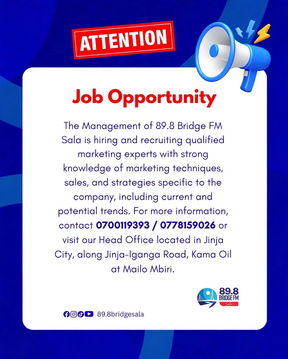 BridgeFM_sala's tweet photo. ⚠️JOB OPPORTUNITY https://t.co/GonZhgYe35