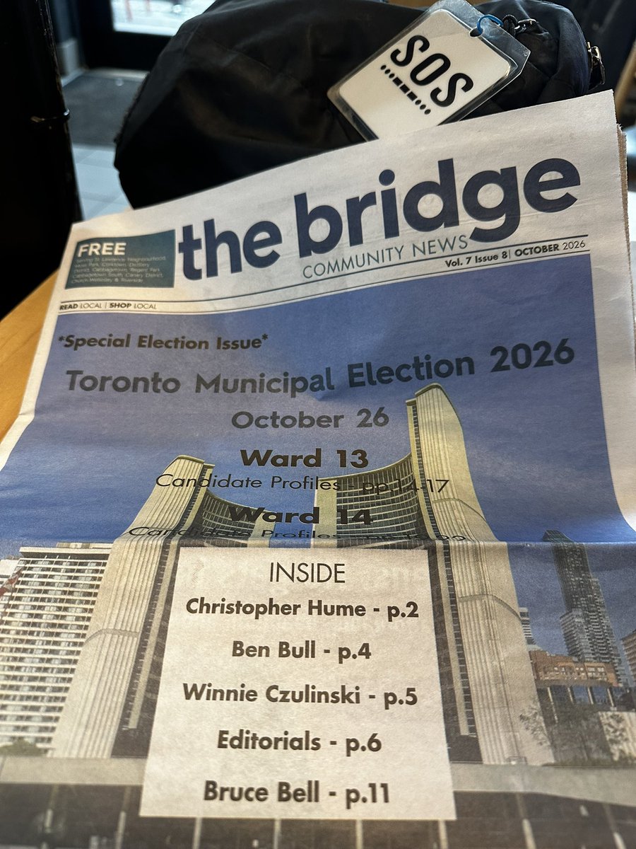 ConsumerSOS's tweet photo. It is great to have a community newspaper that covers your neighbourhood. The Bridge does that in Toronto Centre. Especially valuable at local election time so you can get the nitty-gritty on candidates and issues. #Toronto https://t.co/p5mynV2zek