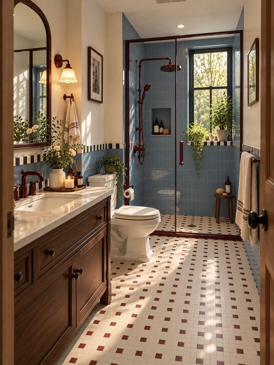 sekarwangikuu's tweet photo. Who says vintage bathrooms have to be dark, old, or depressing?🙅‍♀️ https://t.co/VjoJESt5z1