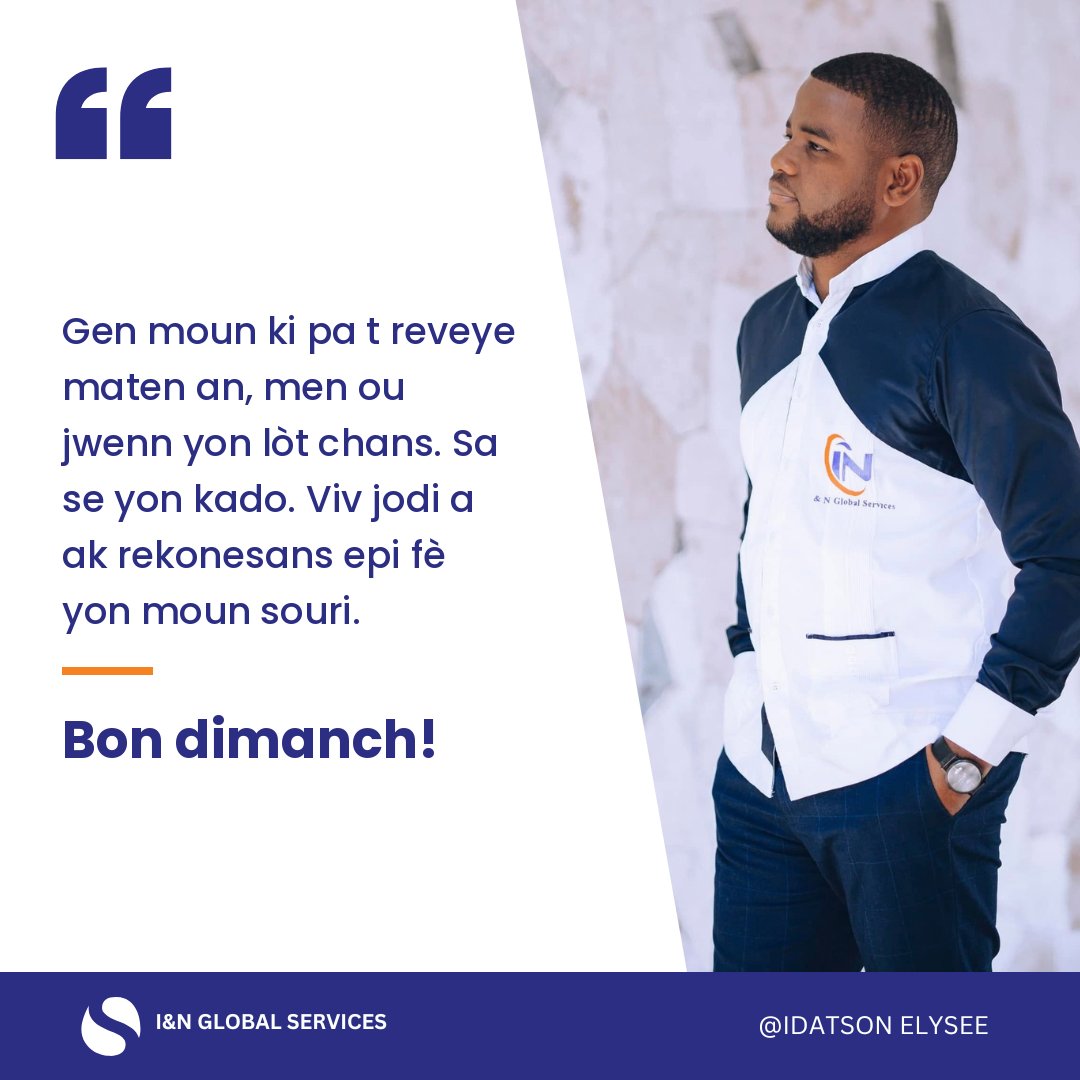 IdatsonE's tweet photo. Gen moun ki pa t reveye maten an, men ou jwenn yon lòt chans. Sa se yon kado! 🎁
Jodi a, viv ak rekonesans, fè yon moun souri epi kite Bondye gide chak pa w. 🙏✨
Mwen swete w yon dimanch ki chaje ak lapè, lanmou ak benediksyon. 💛
Bon dimanch! ☀️

💬 Kite yon "Amen" si w kwè! https://t.co/HbrCVcBcGo