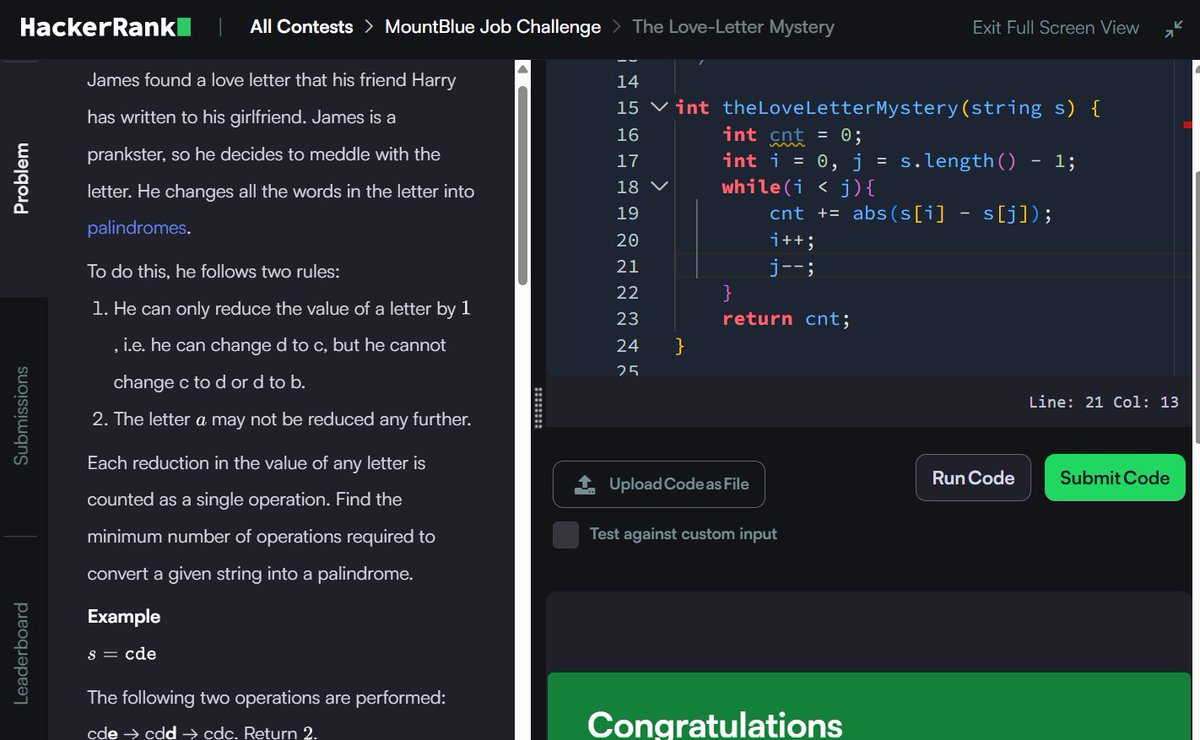 Muskanm_1227's tweet photo. Day 149/150 #150DaysOfCode | Daily DSA Practice β‘
1. Separate the Numbers: O(N^2) TC | O(N) SC
2. The Love-Letter Mystery: O(N) TC | O(1) SC
3. Halloween Sale: O(S/m) TC | O(1) SC
4. Maximum Perimeter Triangle: O(N log N) TC | O(1) SC
#DSA #HackerRank #Cpp #Coding #Assessment https://t.co/88d26lXNFb