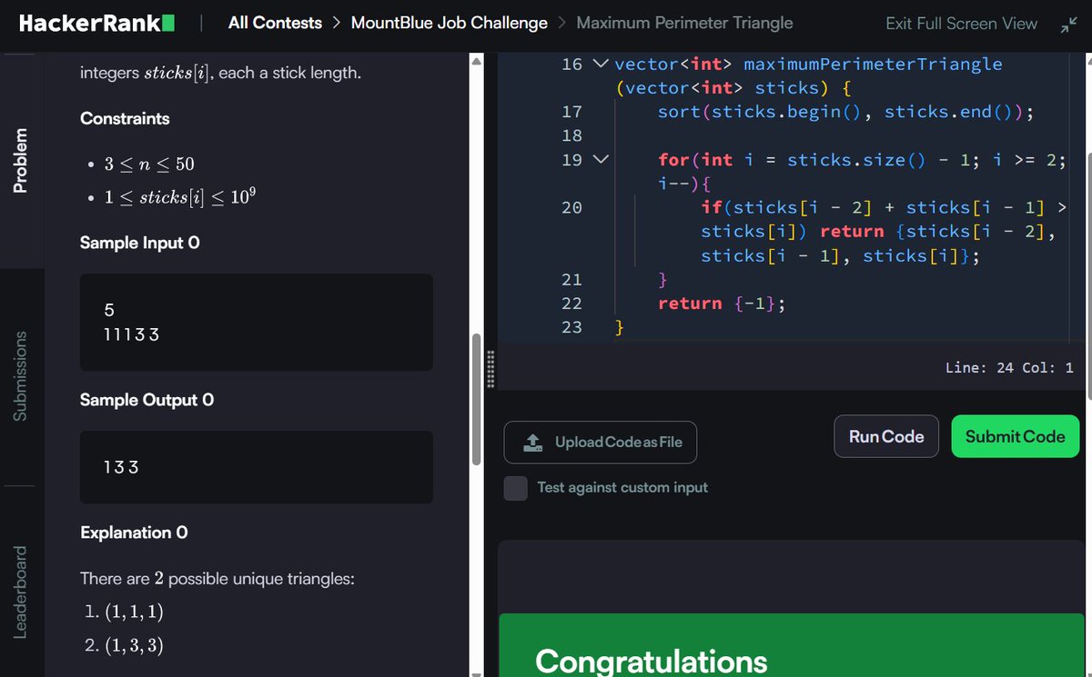 Muskanm_1227's tweet photo. Day 149/150 #150DaysOfCode | Daily DSA Practice β‘
1. Separate the Numbers: O(N^2) TC | O(N) SC
2. The Love-Letter Mystery: O(N) TC | O(1) SC
3. Halloween Sale: O(S/m) TC | O(1) SC
4. Maximum Perimeter Triangle: O(N log N) TC | O(1) SC
#DSA #HackerRank #Cpp #Coding #Assessment https://t.co/88d26lXNFb
