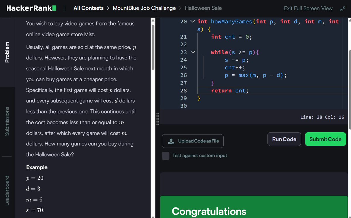 Muskanm_1227's tweet photo. Day 149/150 #150DaysOfCode | Daily DSA Practice β‘
1. Separate the Numbers: O(N^2) TC | O(N) SC
2. The Love-Letter Mystery: O(N) TC | O(1) SC
3. Halloween Sale: O(S/m) TC | O(1) SC
4. Maximum Perimeter Triangle: O(N log N) TC | O(1) SC
#DSA #HackerRank #Cpp #Coding #Assessment https://t.co/88d26lXNFb