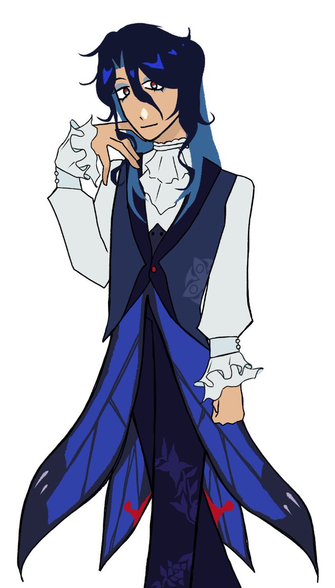 Unstered's tweet photo. My totally SUPER original genshin fatui harbringer oc, Lelio https://t.co/KwZwfH6uT2