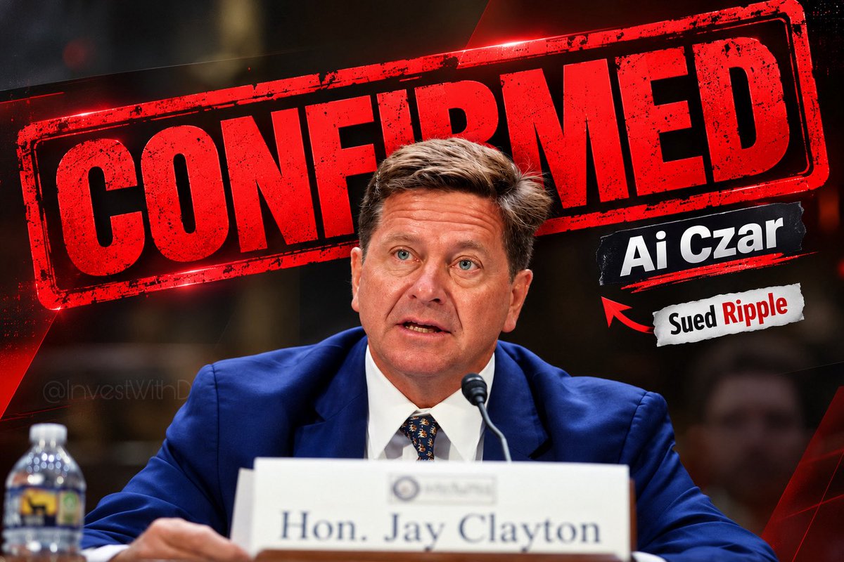 InvestWithD's tweet photo. 🚨CONFIRMED: THE MAN BEHIND THE SEC’S RIPPLE LAWSUIT IS NOW TRUMP’S “SUPER INTELLIGENCE CZAR” 😳🇺🇸

Yep… JAY CLAYTON.

Crypto history really does have the CRAZIEST plot twists 😂