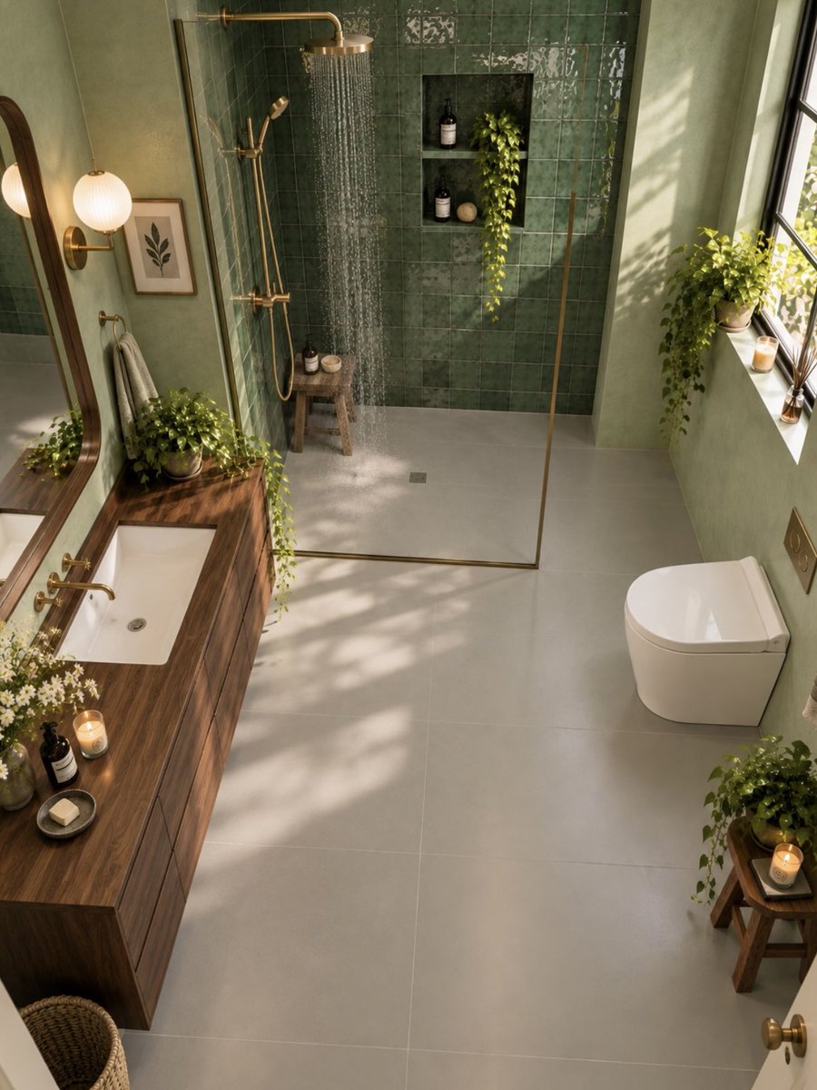 CelesteRin1411's tweet photo. Highly recommend! This green tiled bathroom is just stunning. https://t.co/3pu4soUZk8