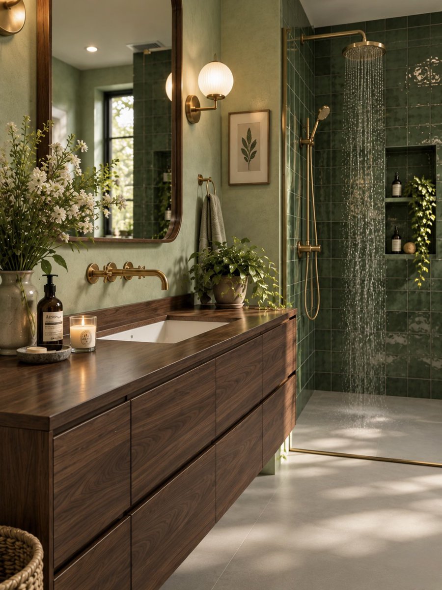CelesteRin1411's tweet photo. Highly recommend! This green tiled bathroom is just stunning. https://t.co/3pu4soUZk8