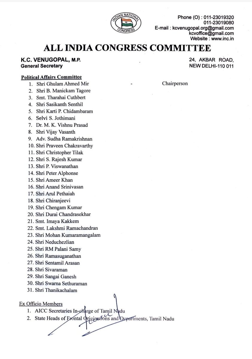 GAMIR_INC's tweet photo. I sincerely thank Smt. Sonia Gandhi ji, CPP Chairperson; Shri Mallikarjun @kharge ji, AICC President; Shri @RahulGandhi ji, Leader of the Opposition in the Lok Sabha; and Shri @kcvenugopalmp ji, AICC General Secretary (Organisation) for approving the constitution of the Political Affairs Committee, Advisory Committee and Disciplinary Action Committee of the Tamil Nadu Pradesh Congress Committee.

I am grateful for their continued guidance and support. This initiative will further strengthen the organisation and enhance coordination within the party in Tamil Nadu.

#Congress @INCTamilNadu @INCIndia #OrganisationalStrength