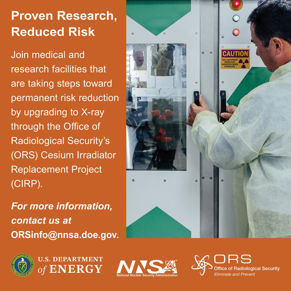 RRS_RadRes's tweet photo. RRS 2026 is officially underway! Thank you, Platinum Sponsor ORS! ☢Visit the Office of Radiological Security’s booth #1 at #RadRes2026 to learn more about how you can secure your facility by upgrading to X-ray through the Cesium Irradiator Replacement Project. #CIRP #RadSecurity https://t.co/q7aibNvUG4