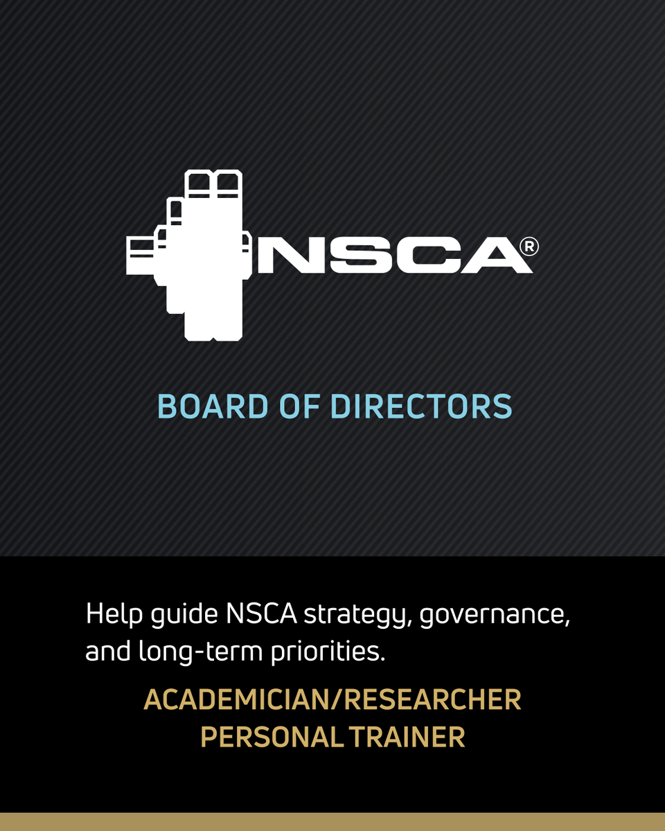 NSCA's tweet photo. What deserves greater attention in our profession? 💡

Explore 4 openings across the NSCA and NSCA Foundation Boards of Directors.

Set priorities and direct resources.

📅 Submit your Letter of Intent and CV/Resume by November 15.

PUT YOURSELF FORWARD » https://t.co/pV7RSx4ogO https://t.co/Cj1vhpc5OT