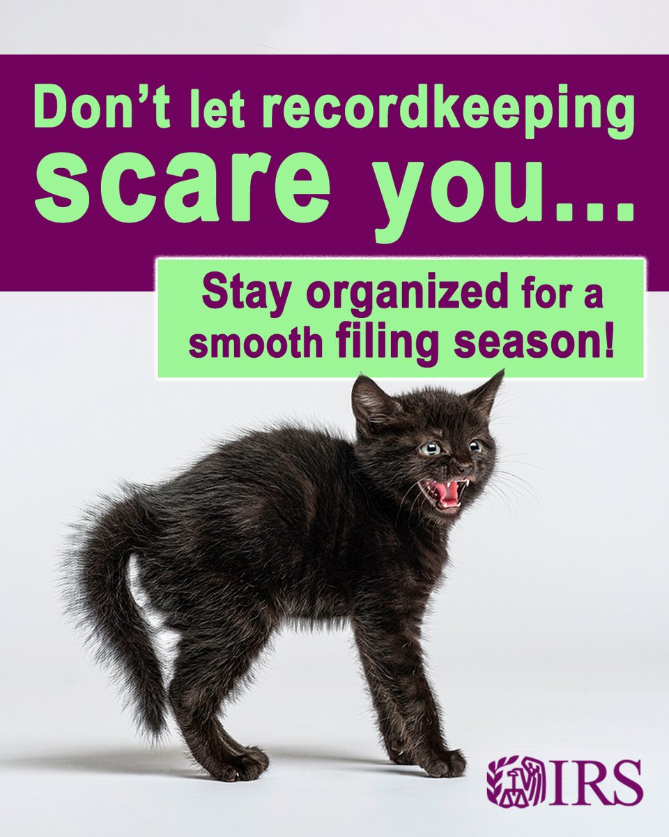 IRStaxsecurity's tweet photo. This #GetOrganizedWeek, the #IRS wants you to take a moment to review your recordkeeping practices. A little effort now can save you time and stress later. https://t.co/SoMxrO8YaB #GetOrganizedWeek https://t.co/cFitrMgswp