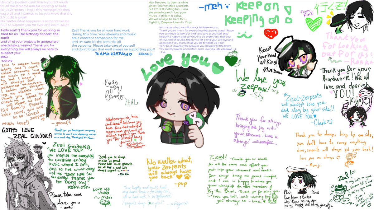 Zealcord's tweet photo. A little gift from the Zerpents! 💚 Thank you for always being there for us, we will always support you!~ 💚🐍#GinjoCanvas #Zerpents #ジールみて https://t.co/PHliDMnkNT