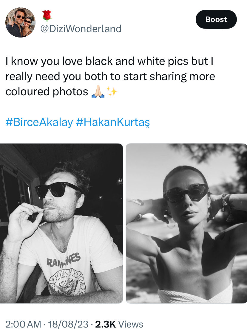 DiziWonderland's tweet photo. When I started shipping them, I was very sure of one thing: Their best couple photos will be in black and white 🤍🖤 I was so right 🥹🥹❤️🔥❤️🔥
And I was shipping them even before they met 😭😭😭😭
#BirceAkalay #HakanKurtaş #BirHak https://t.co/Jg3RHsjBd8