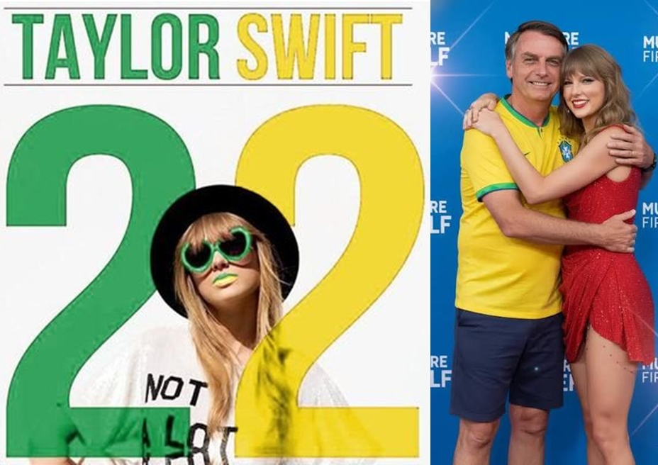 opintomarcand0's tweet photo. 🚨Em suas redes sociais, a cantora Taylor Swift manifestou apoio a Flávio Bolsonaro na eleição presidencial. "sinto falta do Bolsonaro pai no comando do Brasil, nos dávamos muito bem! Espero que o Flávio vença hoje pra que os brasileiros voltem a sorrir!" disse a cantora. https://t.co/QjYon3Fejd