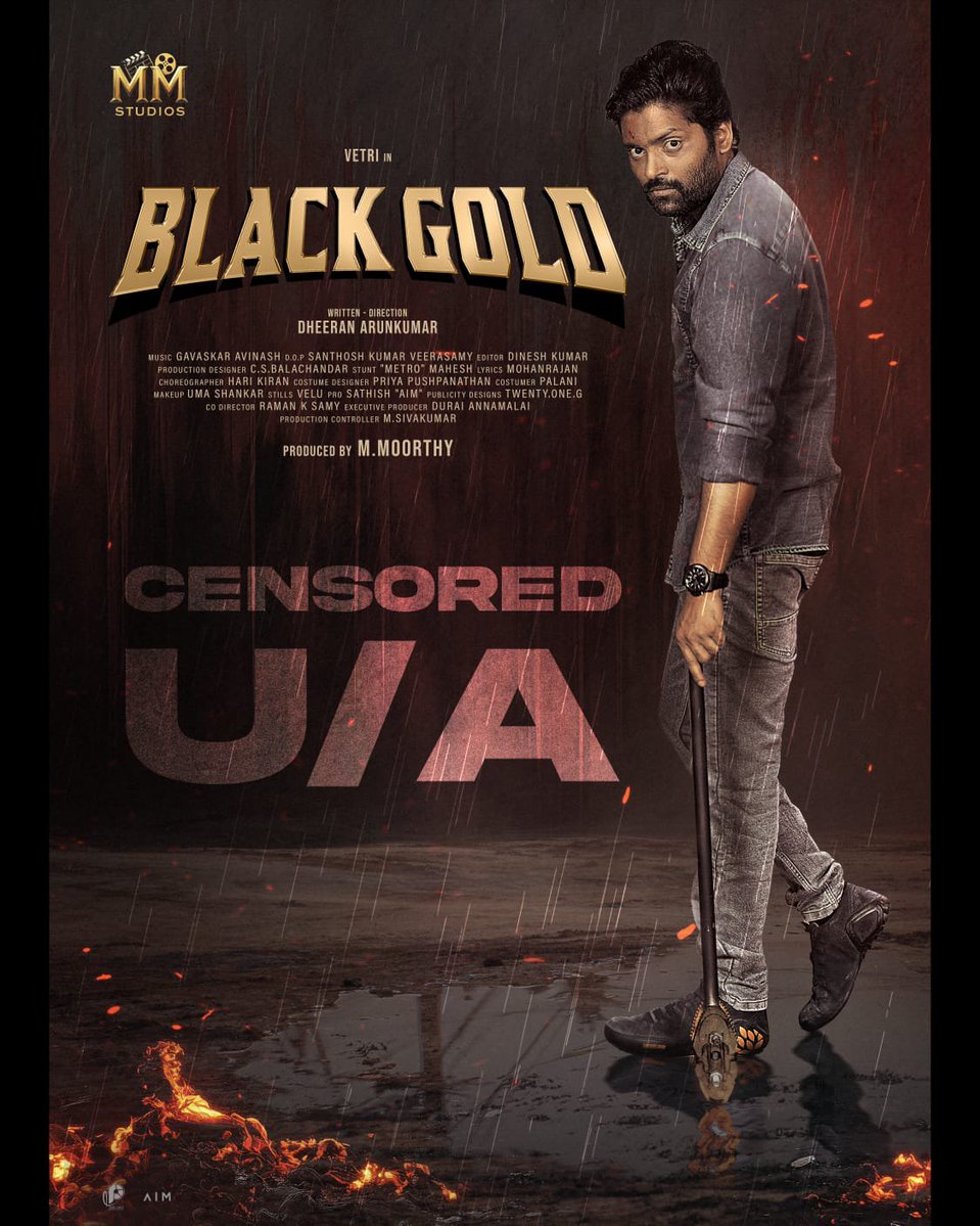 murukku_meesaya's tweet photo. #BlackGold – Censor U/A Certified 🔥

November 13th — Worldwide Release in Cinemas! 🎬🔥

The wait is almost over! Get ready for the world of #BlackGold.

▶️ https://t.co/KywNZc9QRq

Starring @act_vetri @Priyalaya_ubd @ActorAroul @AjithVignesh9 https://t.co/suddmytyjf