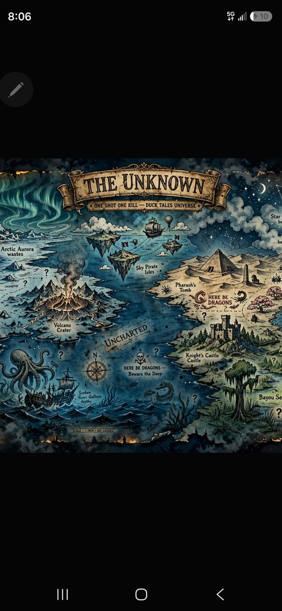 JoshuaJ13366364's tweet photo. 🗺️ THE KNOWN LANDS — charted in gold.
🌫️ THE UNKNOWN — still shrouded in fog.
Every treasure hunter needs a map. Mine has 20 worlds and counting.
🦆 DUCK TALES UNIVERSE — the hunt continues.
#OneShotOneKill #DuckTales #XRPL #NFTArt https://t.co/W3SZdo3FEb
