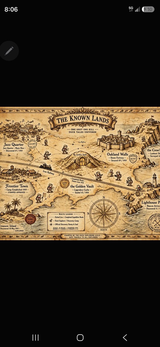 JoshuaJ13366364's tweet photo. 🗺️ THE KNOWN LANDS — charted in gold.
🌫️ THE UNKNOWN — still shrouded in fog.
Every treasure hunter needs a map. Mine has 20 worlds and counting.
🦆 DUCK TALES UNIVERSE — the hunt continues.
#OneShotOneKill #DuckTales #XRPL #NFTArt https://t.co/W3SZdo3FEb