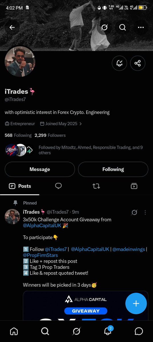 Black_margin's tweet photo. @iTrades7 @AlphaCapitalUK @madeinwings @PropFirmStars @Danieltrades 
@pips_daily 
@IsahMarket 

Hope it favours me 🤲 https://t.co/hC5rJ0zwXC