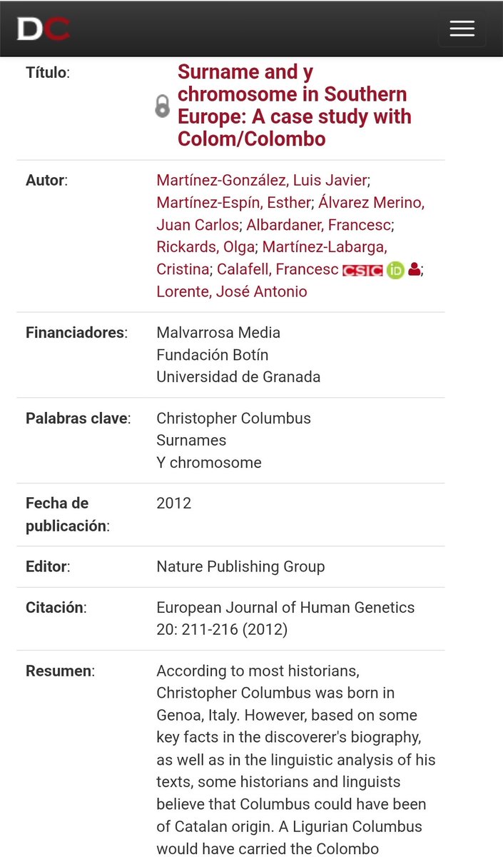 Sentandreu's tweet photo. Hablar, leer y, finalmente, escribir de genética es complicado sin ser genetista. Me ha obligado a leer, releer y estudiar pero finalmente  las piezas del puzle de Cristóbal Colón judeoconverso español y valenciano encajan a la espera de la definitiva publicación de los resultados del ADN de Cristóbal Colón y de su hijo Hernando para ubicar su origen poblacional.
Os dejo este artículo que publico en la Revista de Diplomática Jurídica Medieval.
https://t.co/s2YfMX6NpS