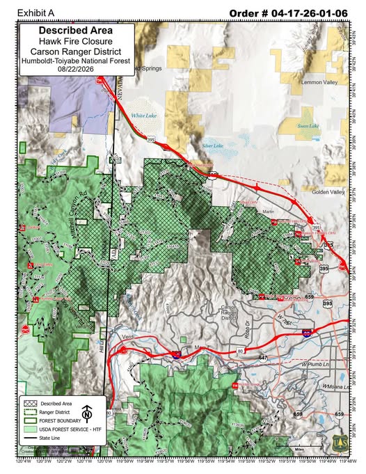 TMFPD's tweet photo. The Forest Closure for the Hawk Fire is still in effect, and includes the area of the #BullFire, where firefighters are currently working.  There have been multiple reports of people in the closure area over the last few days; this puts the public and firefighters at risk.  Please stay out of the closure area.