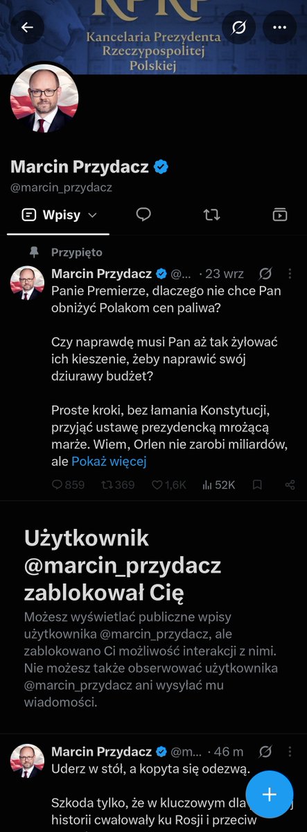 r00t_Sigvall's tweet photo. Dziękuję, Panie Przydacz @marcin_przydacz, za to szczególne wyróżnienie. Czuję się zobowiązany.

Blokada oczywiście niczego nie zmienia.

Nadal będę Pana oznaczał i konsekwentnie pokazywał polskiej i zagranicznej opinii publicznej Pańskie manipulacje, nieprawdziwe twierdzenia i przekazy, które nie wytrzymują konfrontacji z faktami.

To "wyróżnienie" zobowiązuje mnie wręcz do jeszcze bardziej systematycznej pracy.

Jeżeli odpowiedzią na prostowanie Pańskich wypowiedzi jest blokada, przyjmuję to do wiadomości.

Faktów jednak zablokować się nie da.

Pozdrawiam.