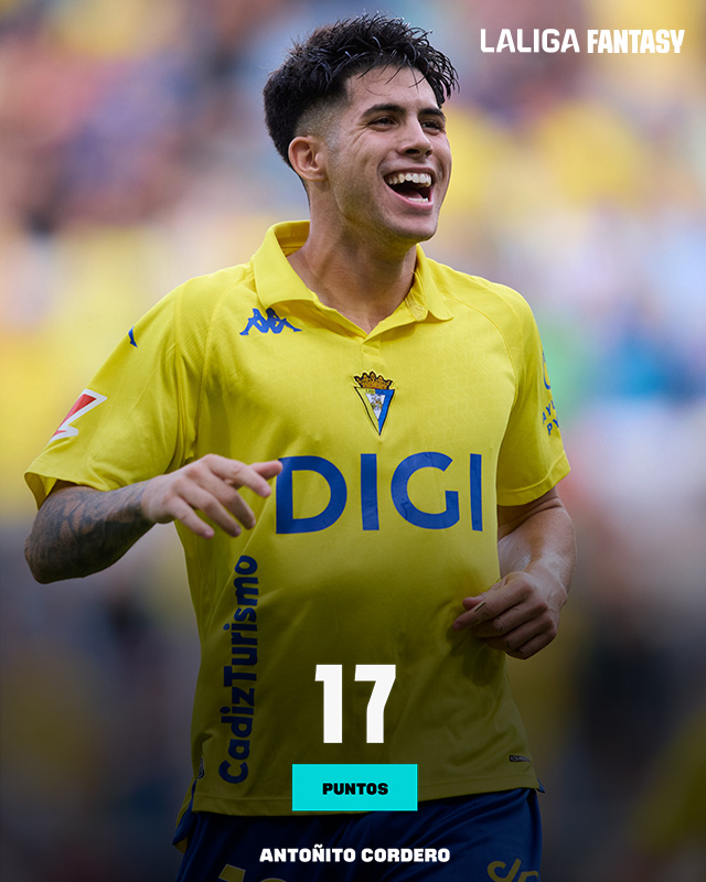 LaLigaFantasy's tweet photo. 📈 ¿El MVP de la jornada?
👀 Antoñito Cordero: doblete, 17 puntos y victoria para el @Cadiz_CF.
#LALIGAFANTASY | #LALIGAHYPERMOTION https://t.co/zCqc8eW739