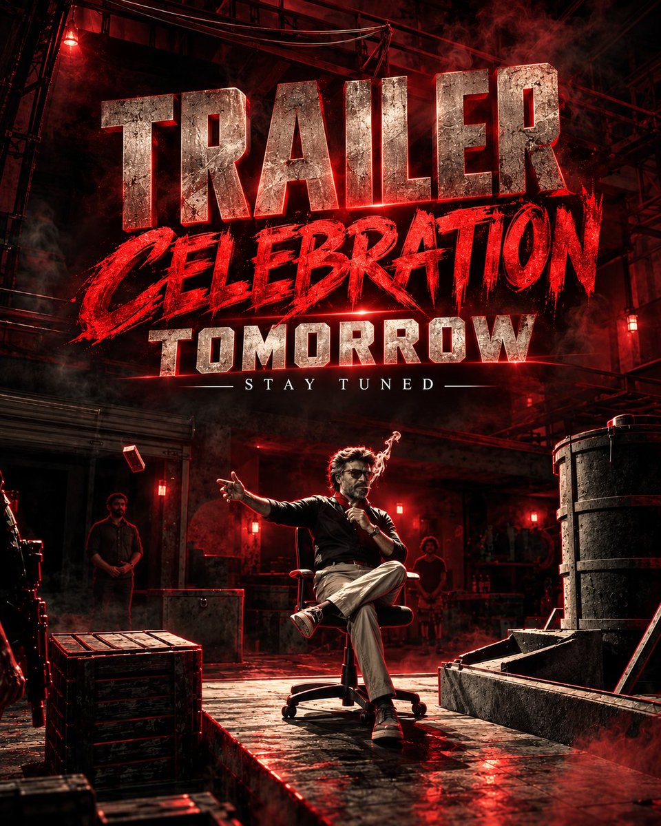CleopatraMultip's tweet photo. The wait is almost over. JAILER 2 is ready to unleash its next chapter.

TRAILER CELEBRATION TOMORROW.
Stay tuned for what’s coming next.

#Jailer2 #Jailer2Trailer #Rajinikanth https://t.co/69QMuwmlvt