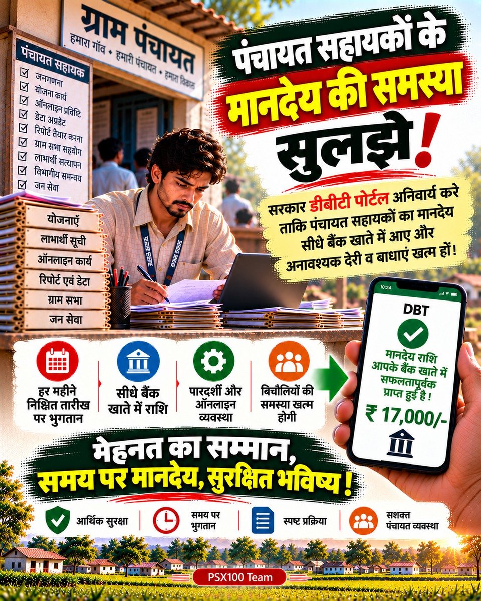 PSU_FZD's tweet photo. 9000 रुपये में PanchayatSahayak से पूरा डिजिटल काम करवाना और उतनी ही सैलरी केयरटेकर को देना।
क्या यही है सरकार का टैलेंटेड युवाओं को सम्मान? #सचिवालय_शौचालय_एक_समान https://t.co/n0UN2v4cgh