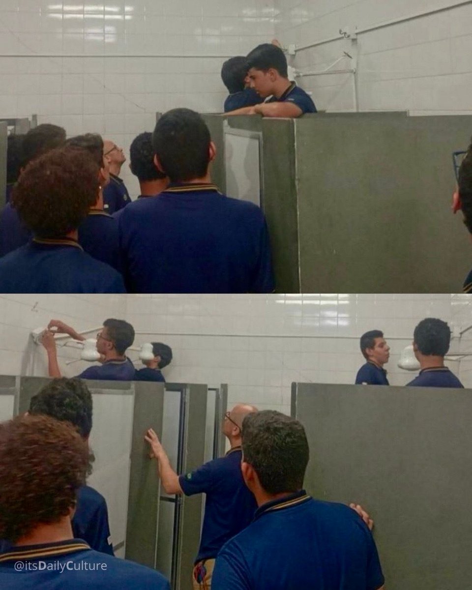 itsDailyCulture's tweet photo. Alunos do Ensino Médio de um colégio particular estão tendo aula prática para aprender a trocar chuveiro. Eu não julgo, acho super válido. https://t.co/RMy3CMC72M
