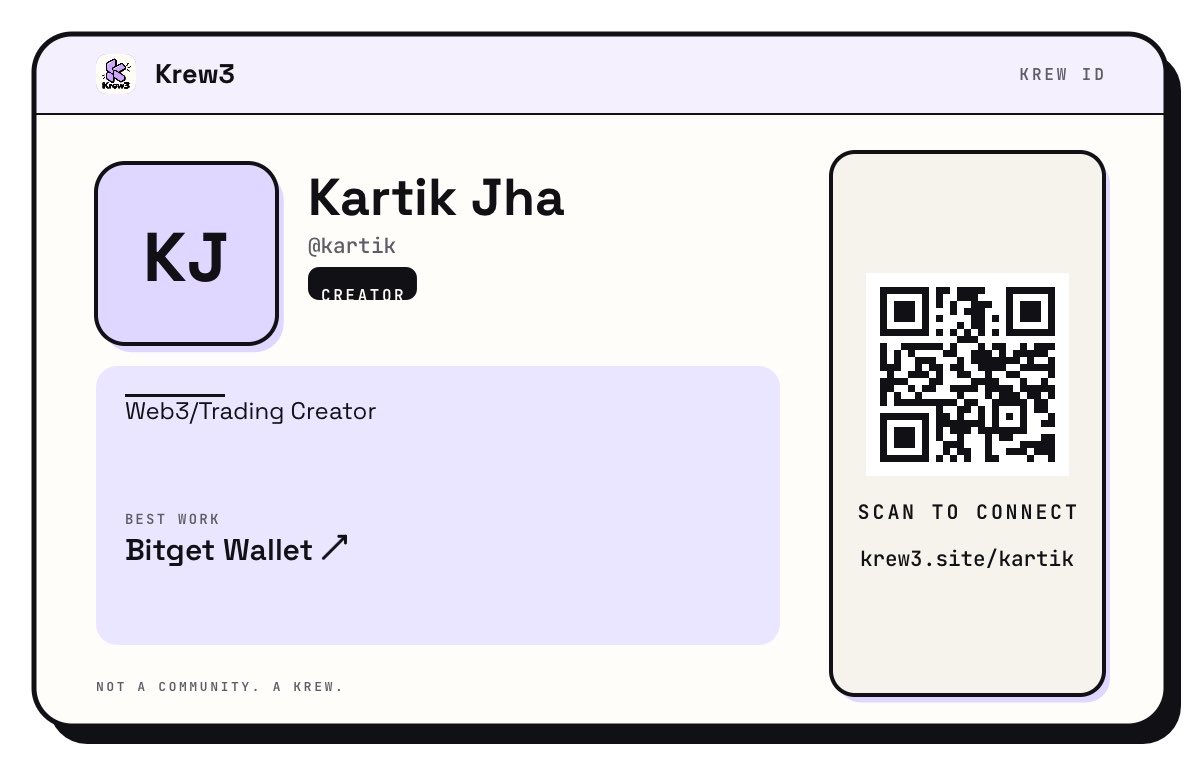 kartik_onchain's tweet photo. Going to @EFDevcon or @token2049?

This could be super useful for you.

With @Krew3HQ ID, you can add your Telegram, X, portfolio, and other details to create your own digital Krew3 Card.

At events, just show your Krew ID and let people scan it, no typing handles, no searching. Just scan & connect. 

I’ve got mine 👇 
https://t.co/XRLYcNriGh