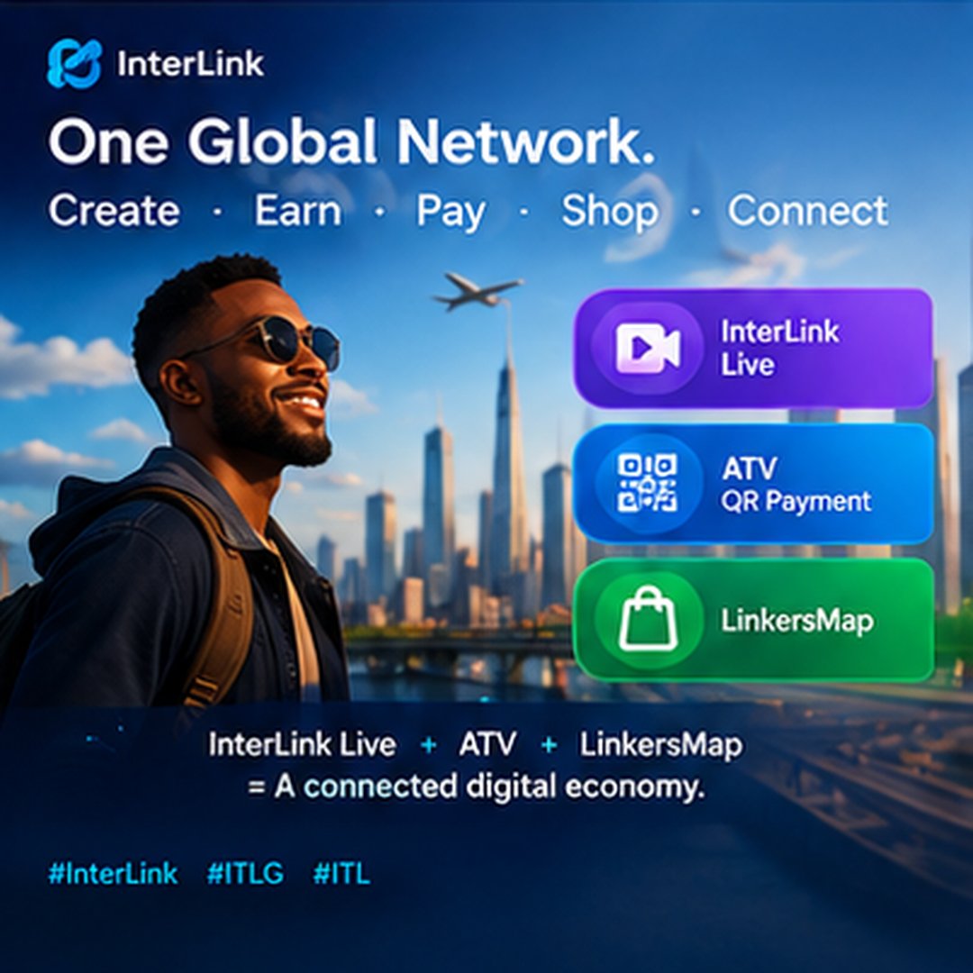 Kenjazzi's tweet photo. The internet changed how information moves.

Blockchain changed how digital value can move.

The next challenge is connecting people, value and economic activity into experiences that feel natural to everyday users.

That is where InterLink's broader ecosystem vision becomes compelling.

Imagine a network where a person can discover a creator, join a community, support that creator, participate in digital experiences, make payments and eventually purchase products — without each activity existing in a completely separate ecosystem.

That's the direction represented by:

🎥 InterLink Live — the creator and engagement layer.

💳 ATV QR Payment — the transaction and payment layer.

🛍️ LinkersMap — the commerce and marketplace layer.

And at the center is the broader role envisioned for ITL.

The important distinction is between having utility and having interconnected utility.

A token may have a use case.

A platform may have users.

A marketplace may have merchants.

But when those pieces interact, every new participant can potentially contribute value to multiple parts of the network.

A creator isn't just a content producer.

They can become a source of community activity.

A user isn't just an audience member.

They can become a participant, customer and transacting user.

A merchant isn't just a seller.

They can become part of a global network of buyers and services.

And a payment system isn't just a checkout mechanism.

It can become the bridge connecting economic activity across the ecosystem.

That's the bigger idea:

Build the network → connect the participants → create activity → enable transactions → expand commerce.

InterLink isn't simply describing a collection of products.

It's describing the architecture of a potential global digital economy.

#InterLink #ITLG #ITL