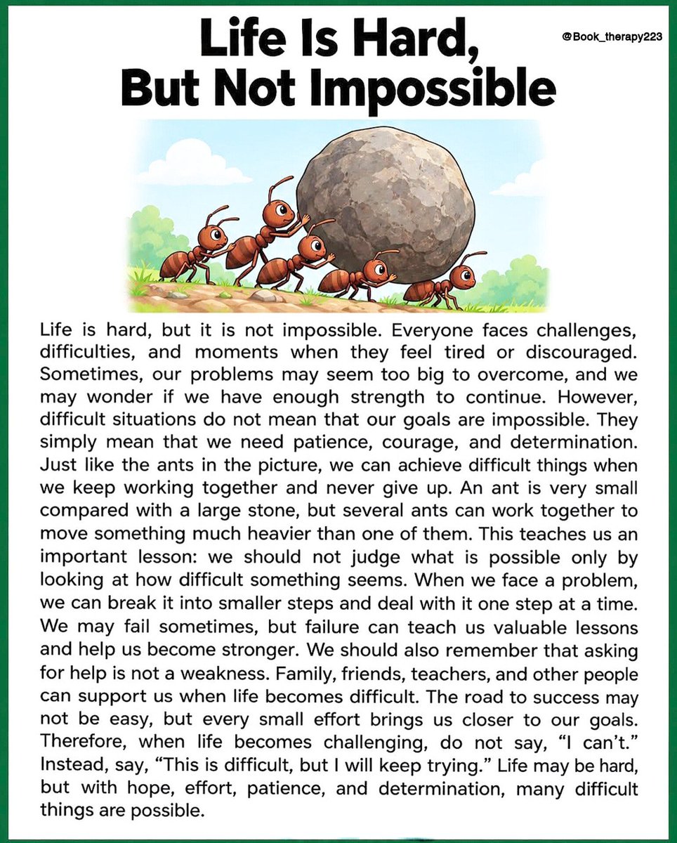 Book_therapy223's tweet photo. Life Is Hard, But Not Impossible https://t.co/b0SU7KMaJf
