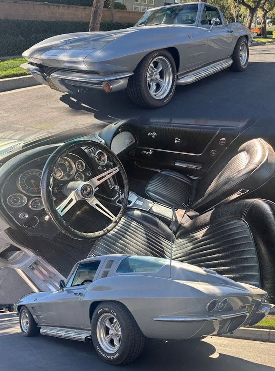 Camille25520's tweet photo. Badass 64' Coupe! This 1964 Vette is a numbers matching, Satin Silver 940 A code with black interior powered by a 327...backed by a 4 speed manual transmission. 🔥 https://t.co/cdMRBOV2kV