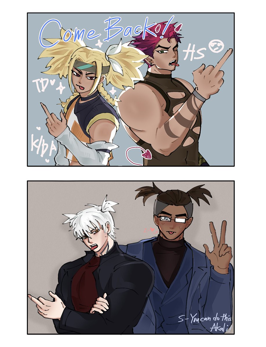tdwc01's tweet photo. They tryna be supportive🙏 (But Akali doesn't realize) #Shenzed #Akali #Kayn https://t.co/tRqxkYa2xI