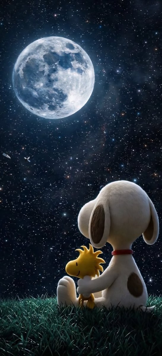 moodyabstract's tweet photo. "Keep your face always toward the sunshine behind you.
Two wholesome Snoopy wallpapers for your phone lock screen:
Snoopy &amp; Woodstock stargazing under the giant moon 
 Catching stars on a quiet starry night
 Which aesthetic fits your night? 👇
#Snoopy #Peanuts #PhoneWallpaper https://t.co/6F0B38Zh3b