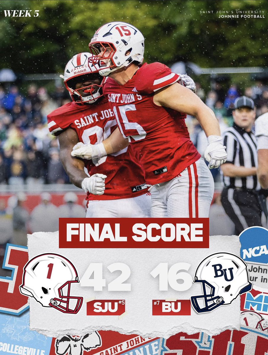 ThreeAndOutIESR's tweet photo. No. 5 #SaintJohns rolls past No. 7 #Bethel 42-16 in front of a packed Clemens Stadium! The #Johnnies take complete control of the MIAC, while the Royals fall to 2-2!
#NCAAFootball #D3Football
Image: IG: @ saintjohnsfootball https://t.co/PwZ5cK1lqd