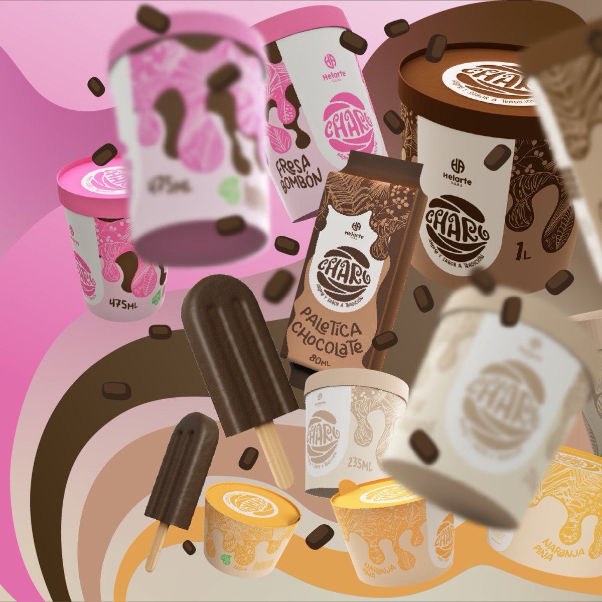 hallgraph's tweet photo. El cliente: Queremos mostrar todos los productos juntos, pero que se sienta dinámico.

Nosotros: Desactiven la gravedad, agarra mi café... 🎇

#PackagingDesign 
#3DRender
#byhallgraph https://t.co/0eklDQyMU2