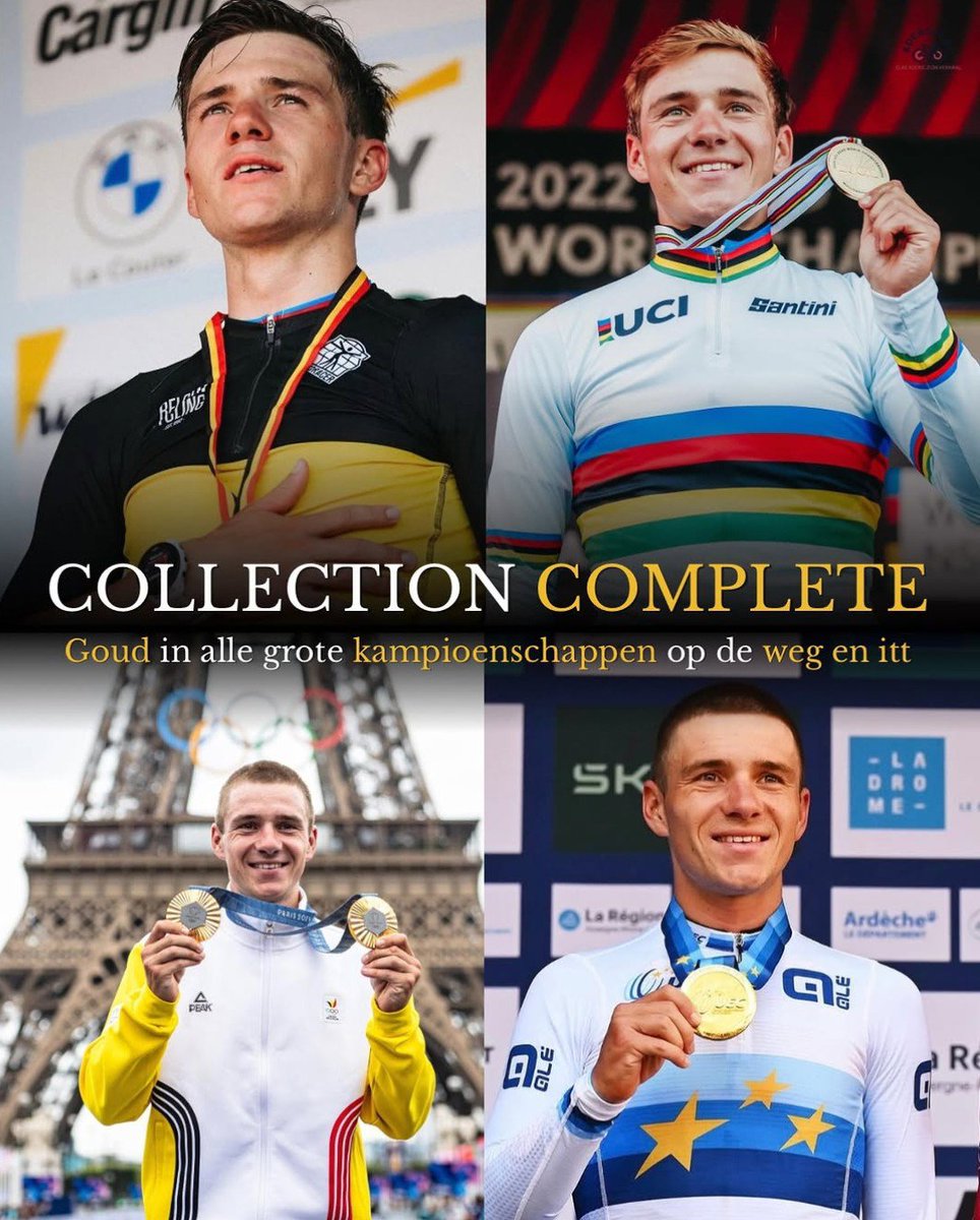 LeCyclismebelge's tweet photo. 👑 REMCO EVENEPOEL 🇧🇪 A TOUT GAGNÉ !!! 🥹💎✨️

✅️ Champion du Monde en ligne + chrono 🌈
✅️ Champion d'Europe en ligne + chrono 🇪🇺
✅️ Champion Olympique en ligne + chrono 💫
✅️ Champion de Belgique en ligne + chrono 🇧🇪

IN-JOU-AB-LE 🎯
#EuroRoad26 https://t.co/mBblcamGu5