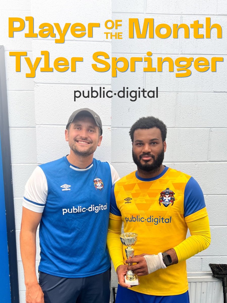 SportingHackney's tweet photo. Our September Player of the Month - sponsored by Public Digital - is central midfielder Tyler Springer.

Some brilliant combative performances from him in the middle of the park helped us end the month with two victories and a draw. https://t.co/yoONk4hZiu