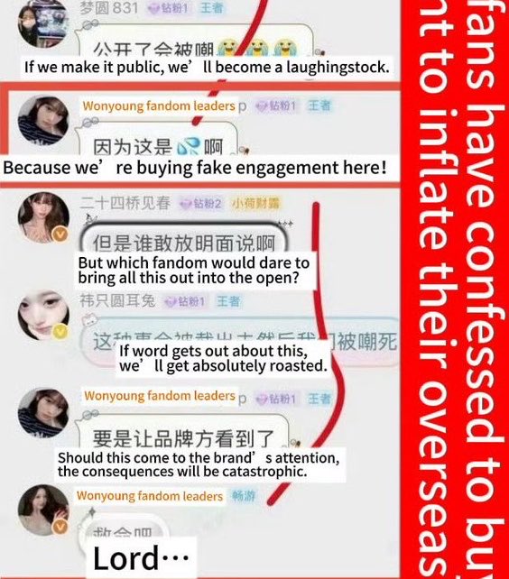 imnotreadyto's tweet photo. 🚨🚨 The largest fanbase for Wonyoung in China has been exposed for paying money to hire bots, in cooperation with Starship Entertainment, to fake her interaction numbers on Instagram and other apps in order to inflate her EMV figures. https://t.co/283vqybjdh