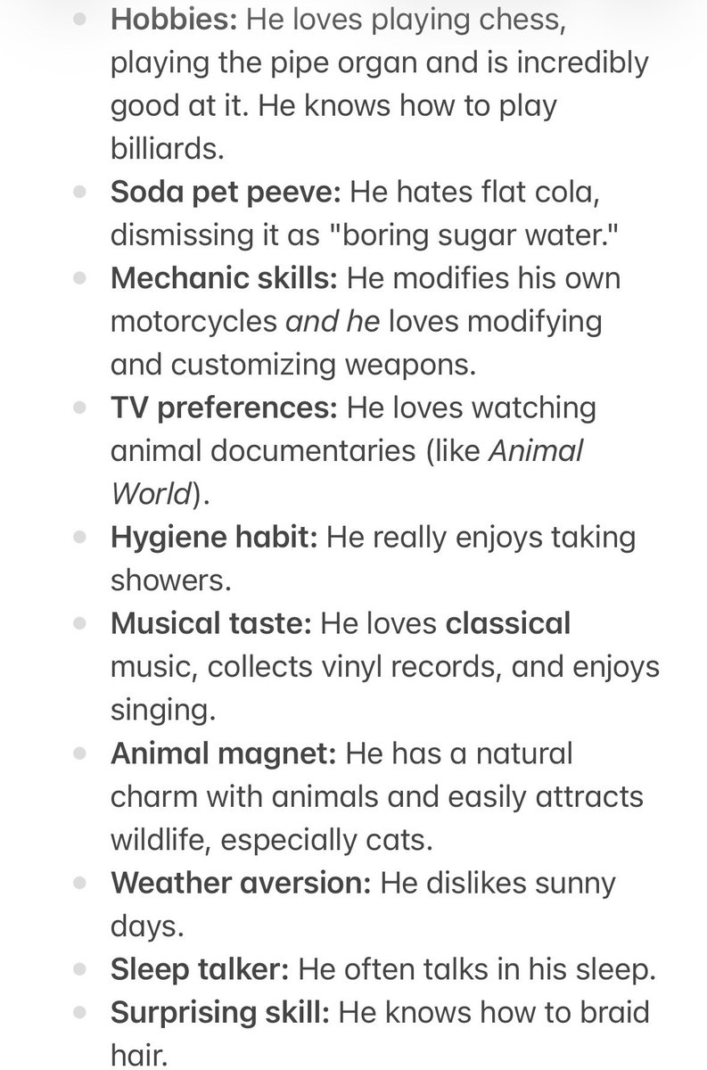Augustiiiinea's tweet photo. 📋 Compiled some of Sylus's daily habits &amp; lifestyle details 🐦‍⬛Did I miss anything? https://t.co/70CRHeZLqJ