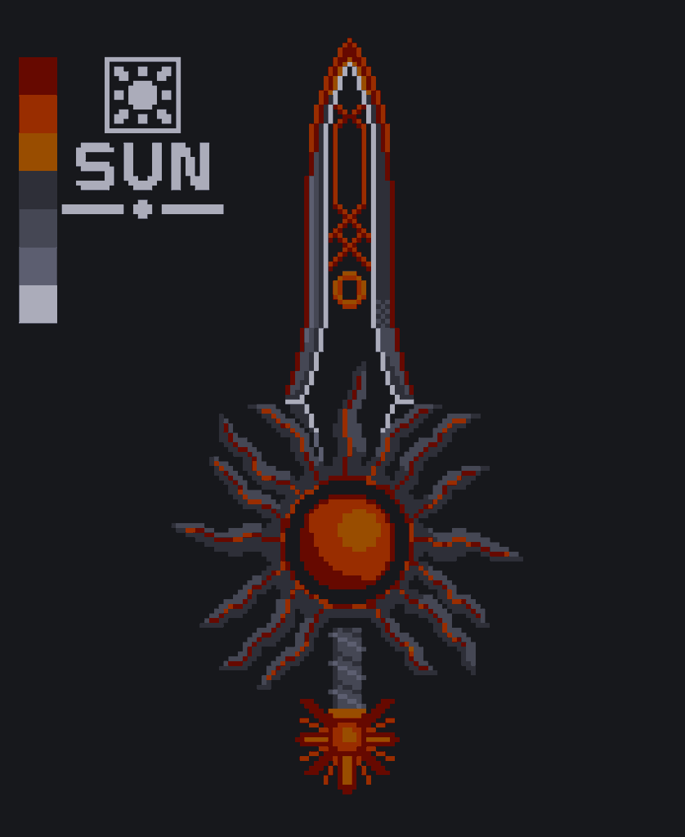 Tukeyaki_blade's tweet photo. その光が照らすは、希望か絶望か。

《陽炎の剣》
#ドット絵 
#pixelart https://t.co/QG7Lc3PlGJ