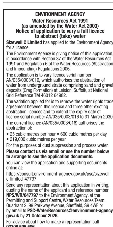 SayNo2SizewellC's tweet photo. ...the licence to supply 219 million litres/yr &amp; extend the expiry from 31/03/27 to 31/03/30, putting SSSI, SPA, SAC &amp; Ramsar sites at risk! Where is the temporary desalination plant that was supposed to be supplying water for construction? Tell EA your concerns by 21/10/26. 2/2 https://t.co/6bIFe97sCP