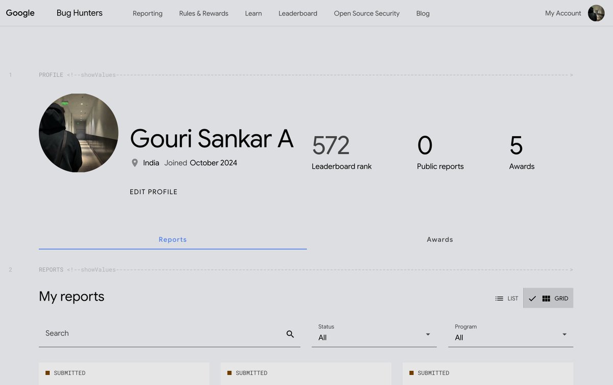 g0w6y's tweet photo. Ranked #572 globally on the Google Bug Hunters Hall of Fame 🏆

@GoogleVRP 

#BugBounty #GoogleVRP #CyberSecurity #BugHunters #InfoSec https://t.co/cibyf2vgjk