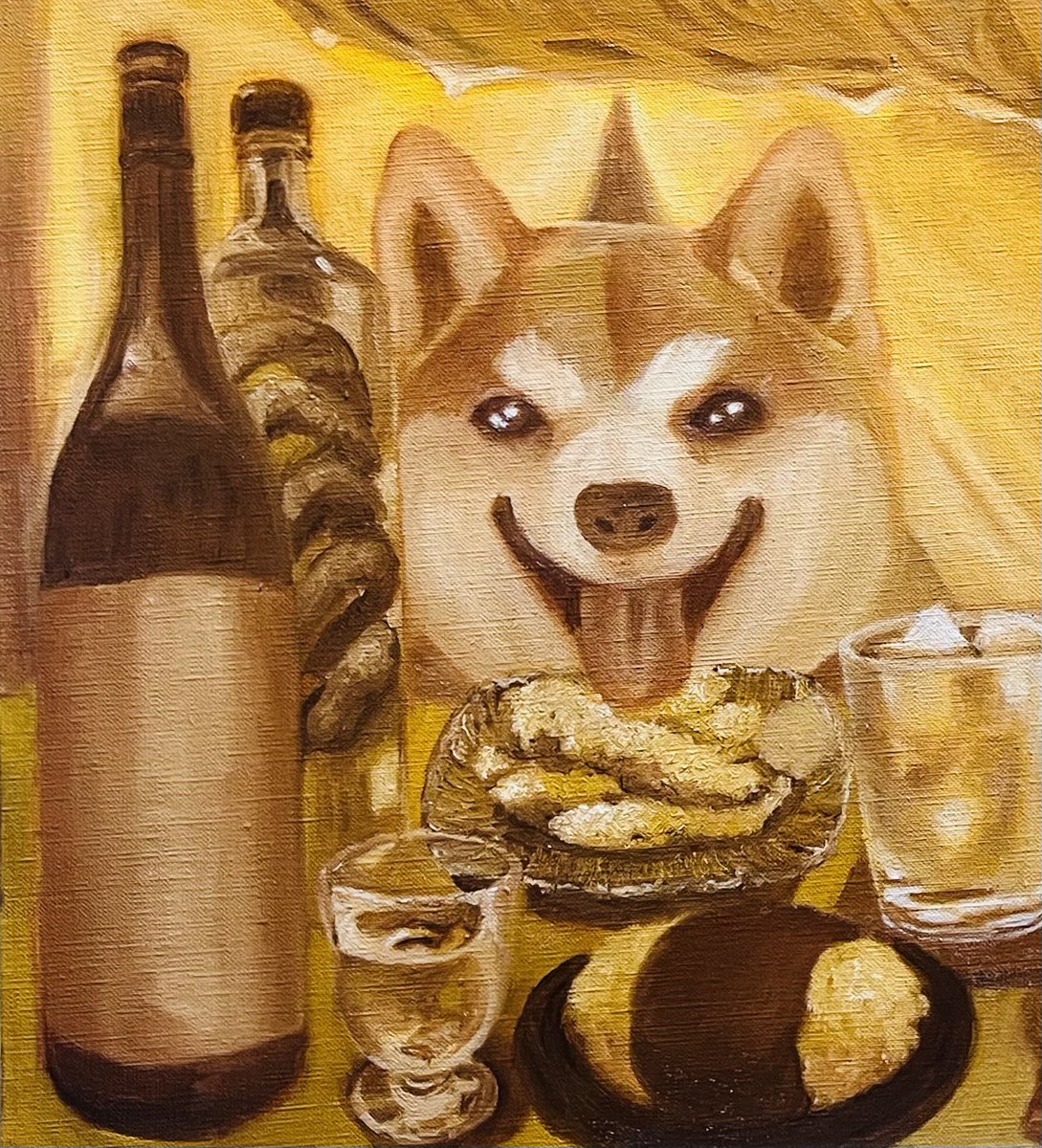 RieMs_Art's tweet photo. すえひろ酒場　お茶めさんの油絵の下塗り中🎨
日本酒、ハブ酒、唐揚げ、おにぎりを塗りました🖌️
今は茶色系で塗っていますが、下塗りの後にカラーになります😊
ハブ酒はお店のメニューにはありませんが、知る人ぞ知るアイテムです🤣

#RieMs
#リエムス
#riems_art
#油絵
#すえひろ酒場お茶め https://t.co/FwWnPm1YdB